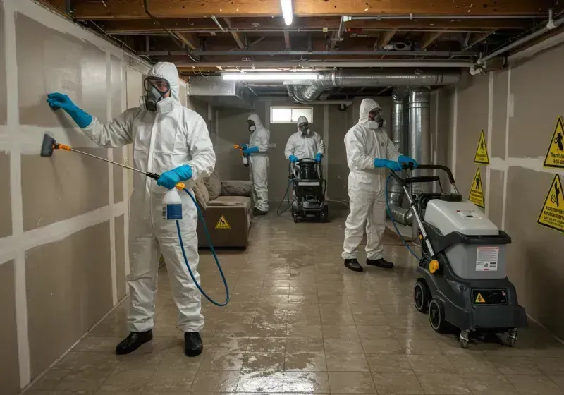 Basement Moisture Removal and Structural Drying process in Meridian, OK